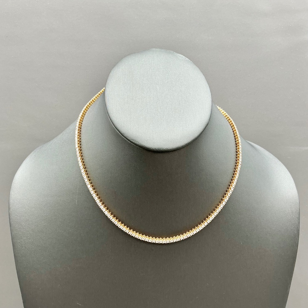 Tennis Necklace Women Gold Tone Round Cut Faux Diamond Sparkle Formal Jewelry